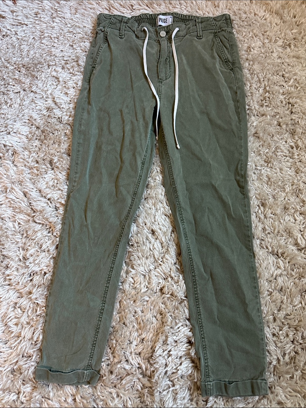 PAIGE Olive Drawstring Cargo Chino Christy Pants for Women